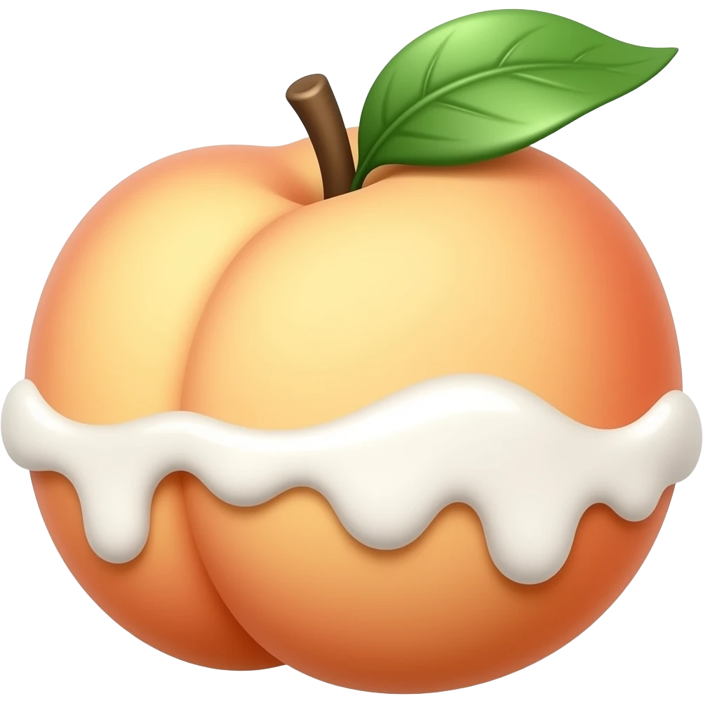 Peach and egg plant with wite cream emoji
