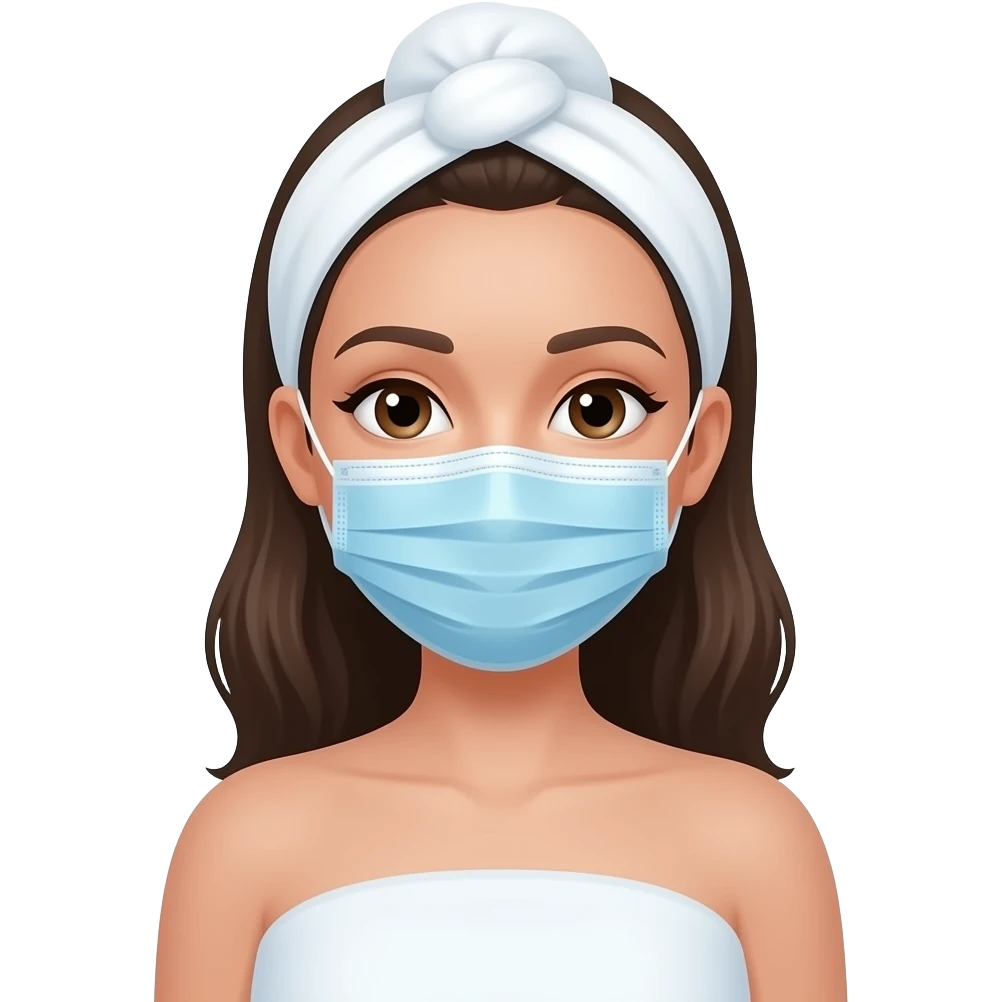 Lady with face mask spa beauty full face relaxing emoji