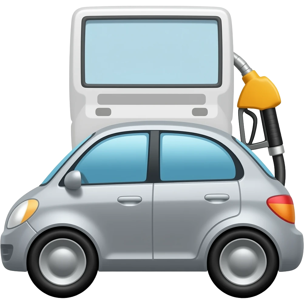 fuel pump and a car, apple emoji style emoji