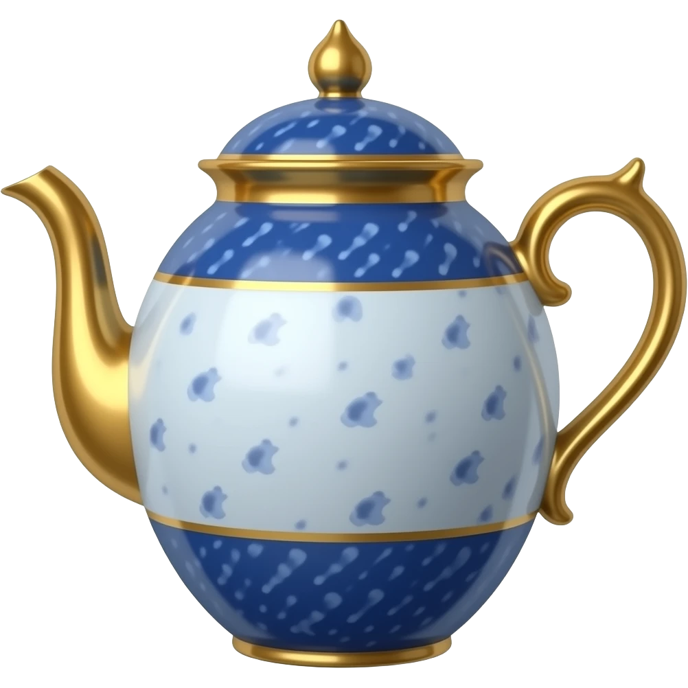 théière en porcelaine de Limoges bleu outremer et or emoji