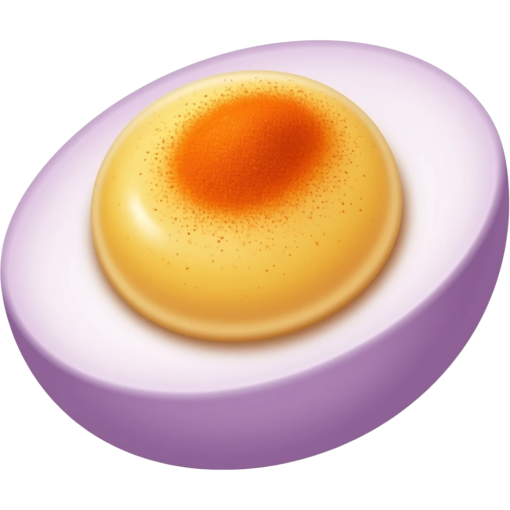 Purple deviled eggs with paprika in the middle I want the egg itself purple emoji