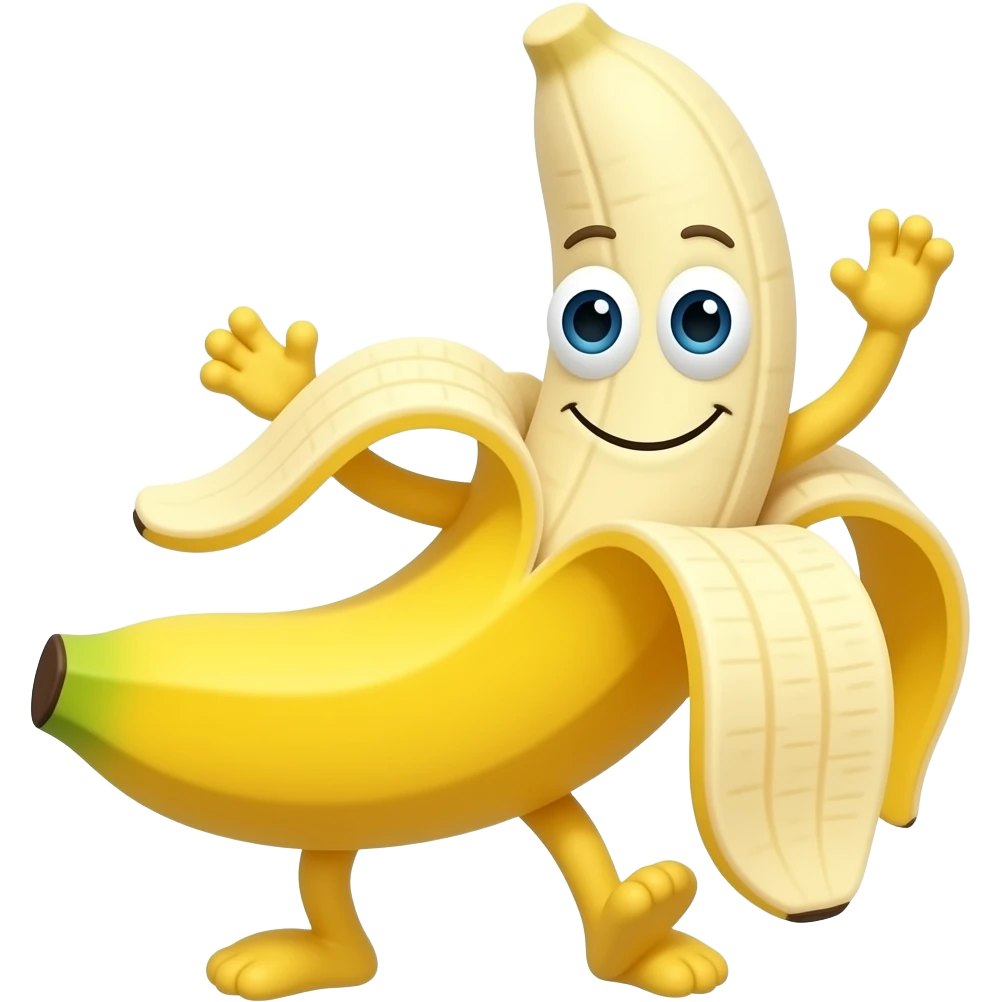 Banana bailando con ojos emoji