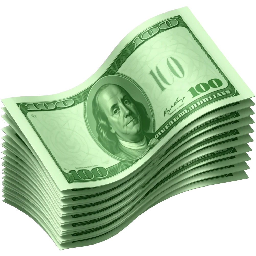 green wavy smooth banknote details emoji 3d perspective emoji