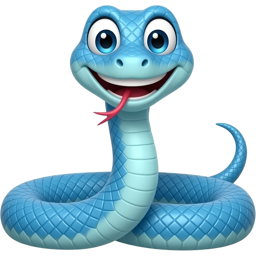 Blue funny laugh snake non serious emoji