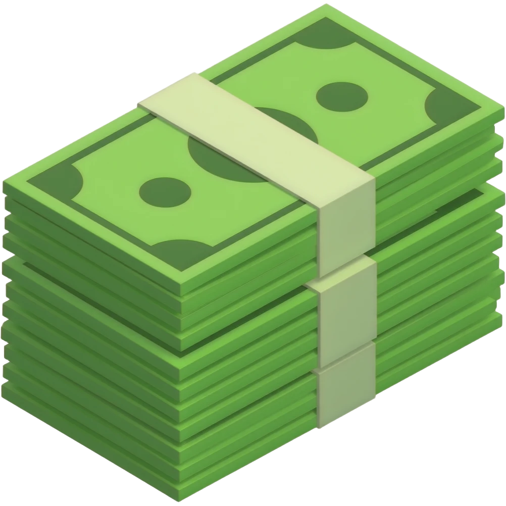 neon green cash stacks emoji