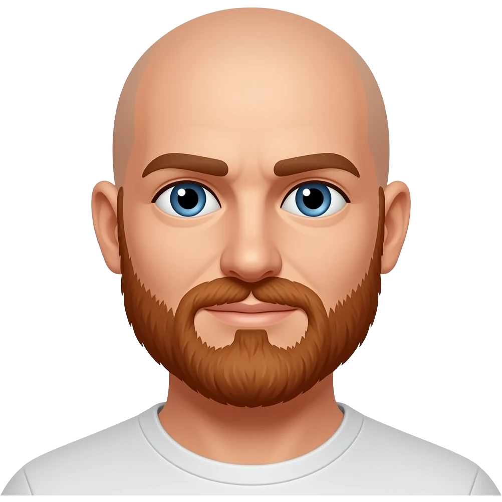 Bald white dude with red beard blue eyes and brown eyebrows emoji