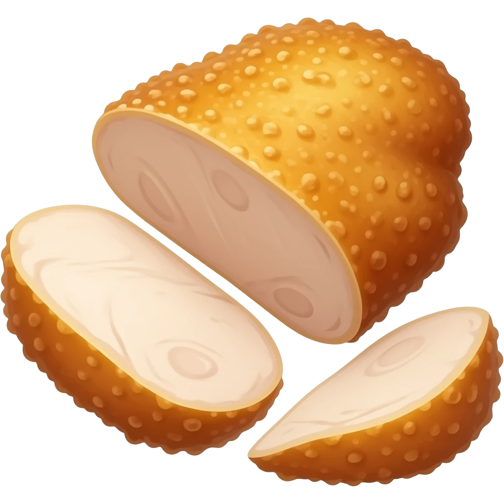 Juicy pieces of whole chicken fillet with a golden crispy crust emoji