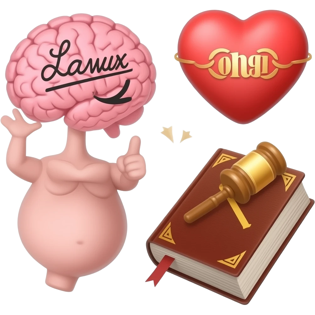 make half the emoji a brain with law written on it and make the other half a heart with the bible on it emoji