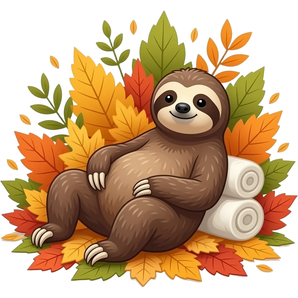 sloth wellness fall background emoji