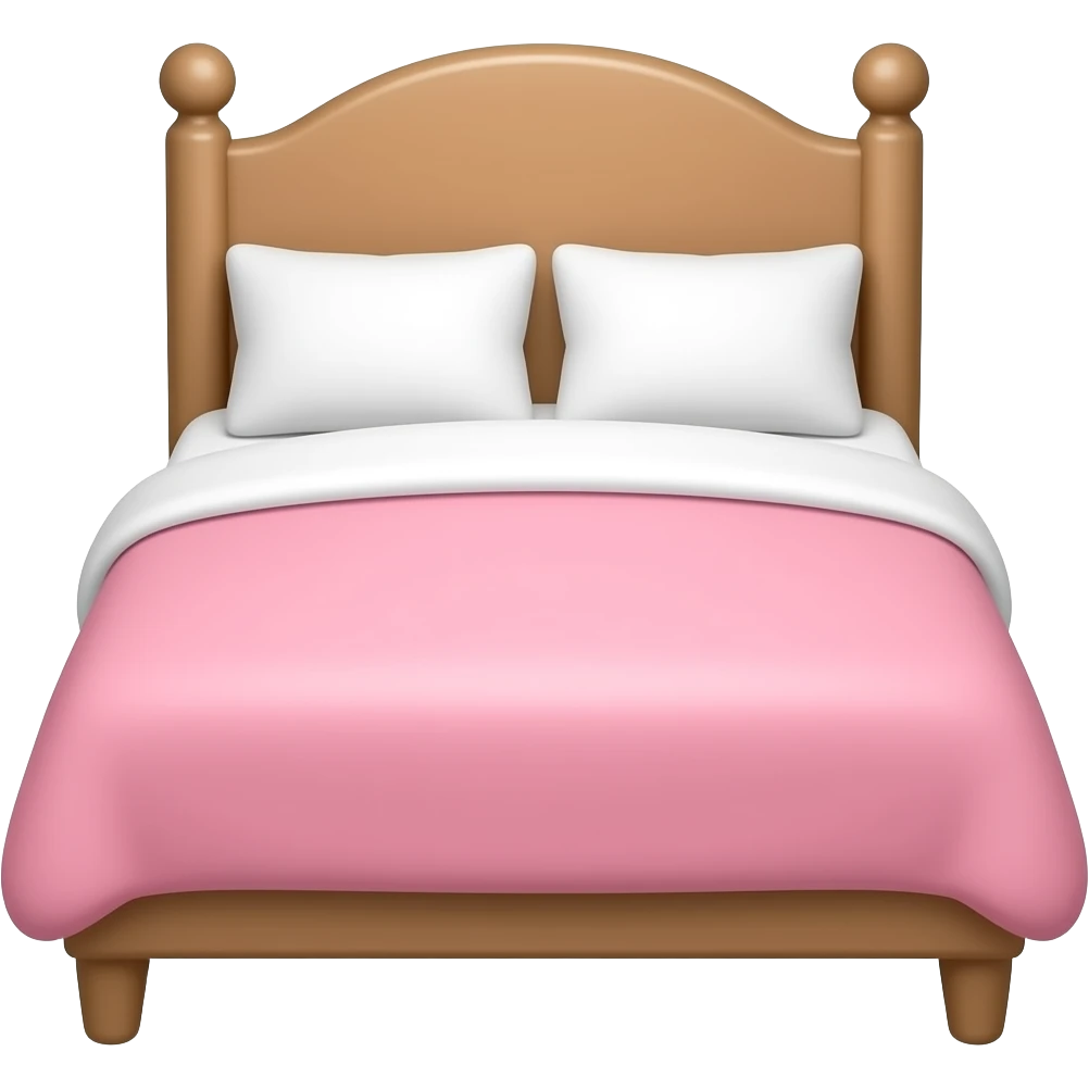 cozy bed front view and light pink, color emoji
