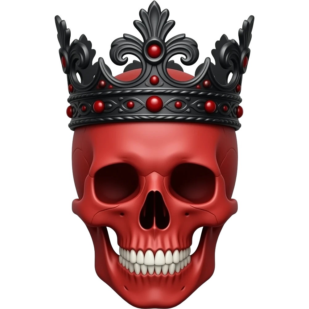 red skull with a black ornamental demonic crown no teeth emoji