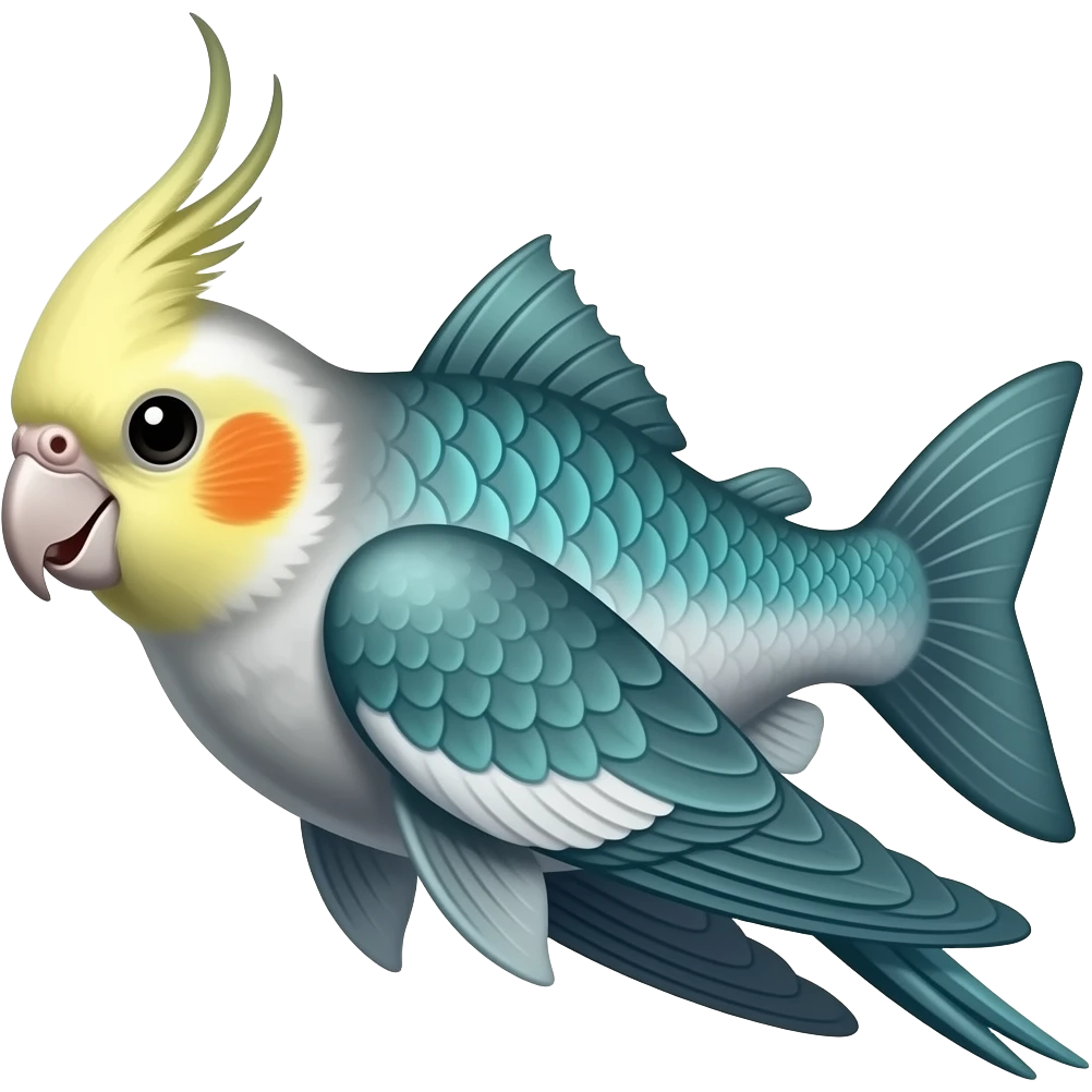 Can you make a cross between a fish and a cockatiel emoji