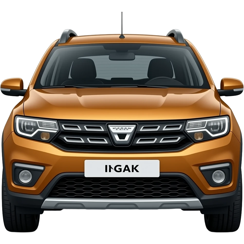 dacia jogger SUV dark metallic orange front, higly detailled, hyper realistic emoji