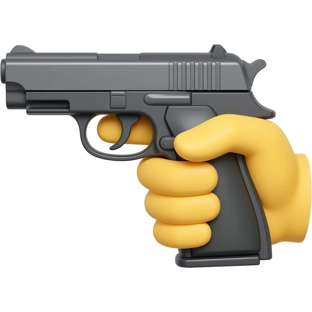 Side view of Yellow Hand holding pistol emoji