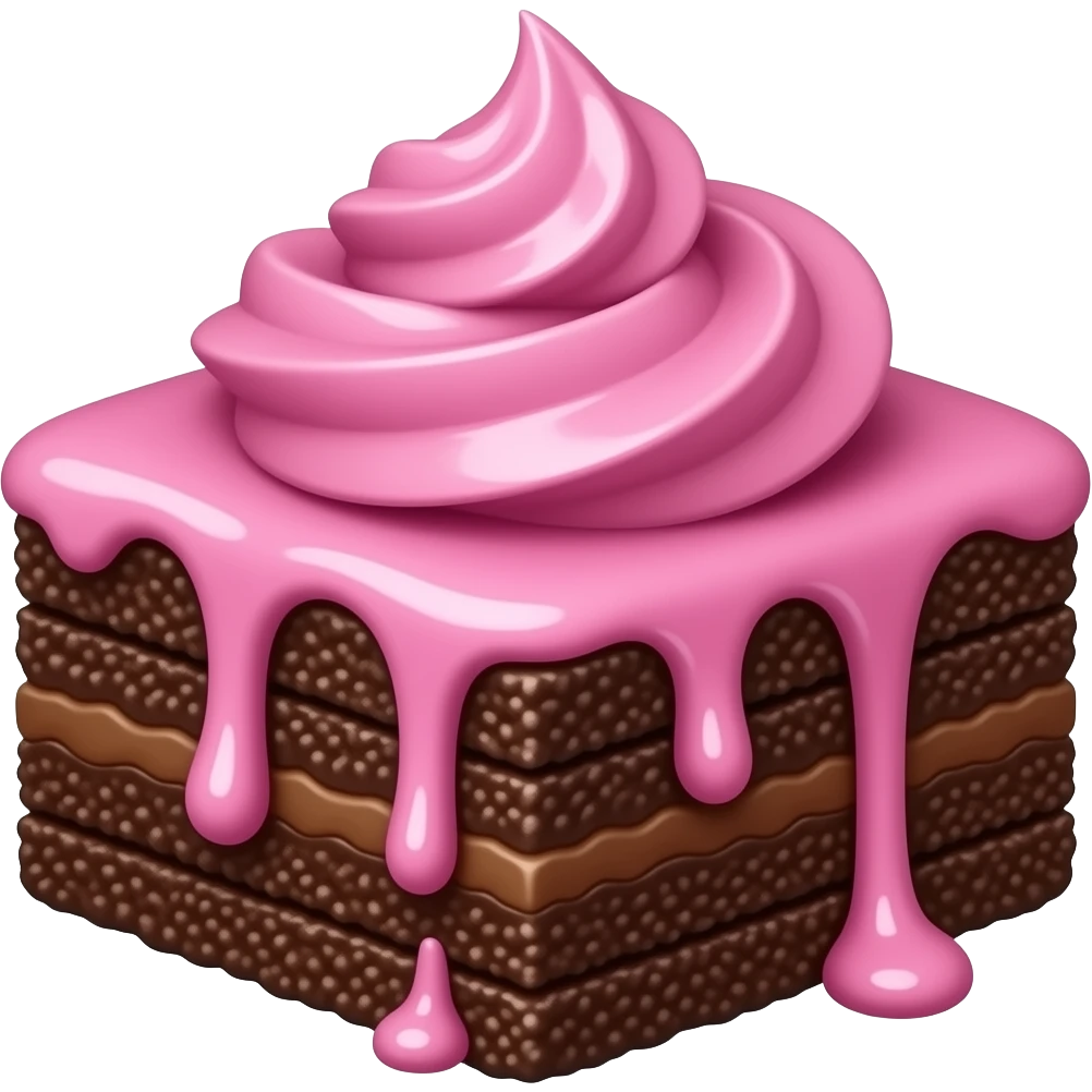 Brownie with pink frosting drizzling emoji