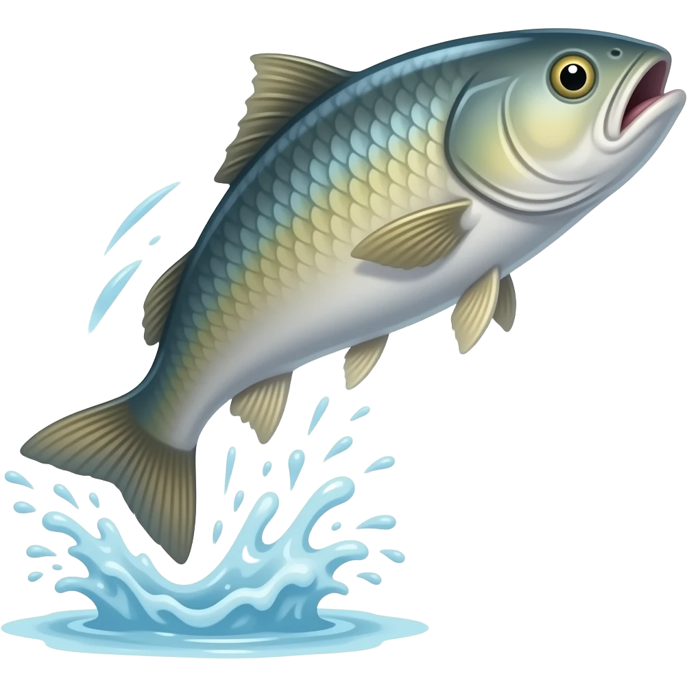 Fish jumping with pixel image emoji