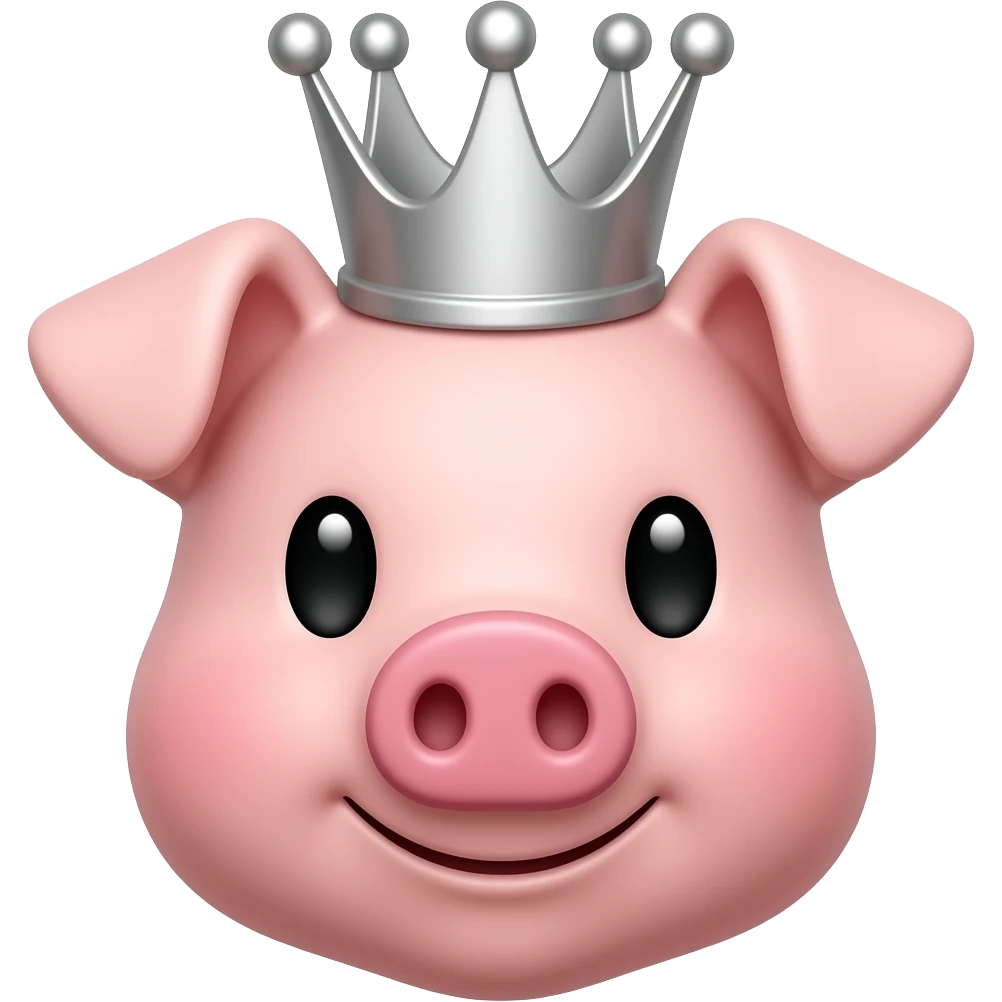 La cara de un chancho con de plata y corona emoji