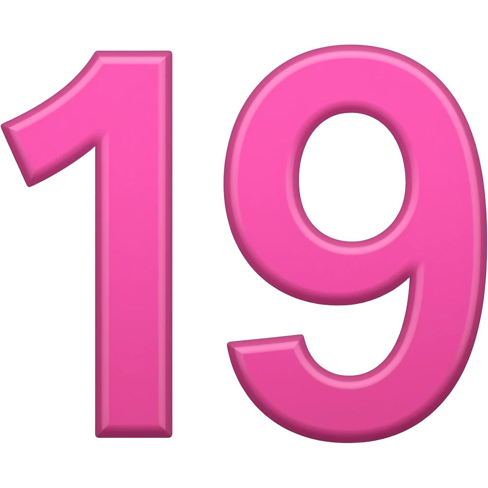 Цифра 19 с розовом шрифтом emoji