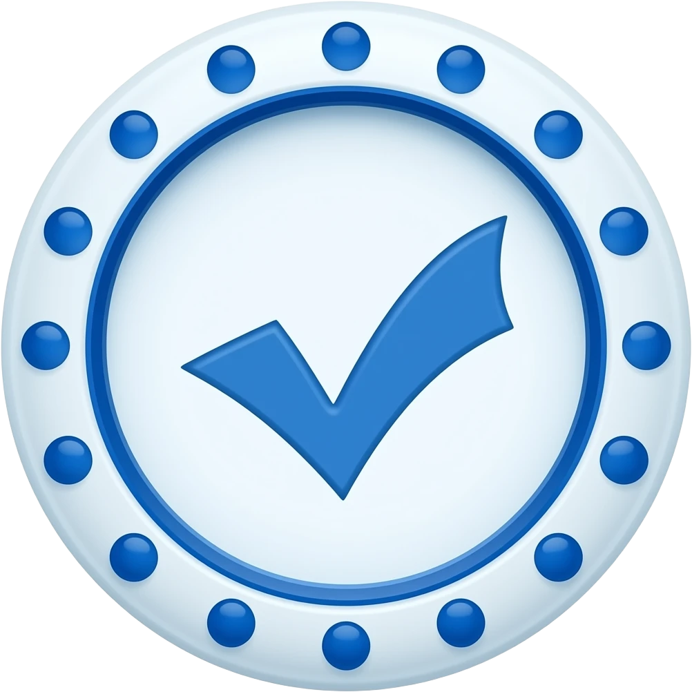 Tick mark ✅ In all blue fill with circular edge and points on circular edge all blue emoji
