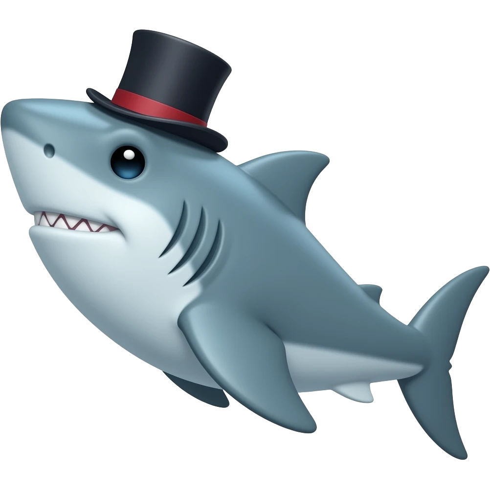 Shark with a top hat emoji