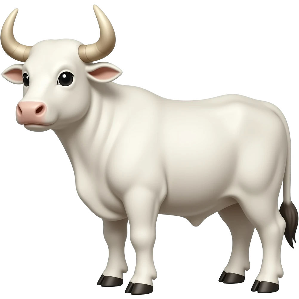 white bull with very short horns emoji