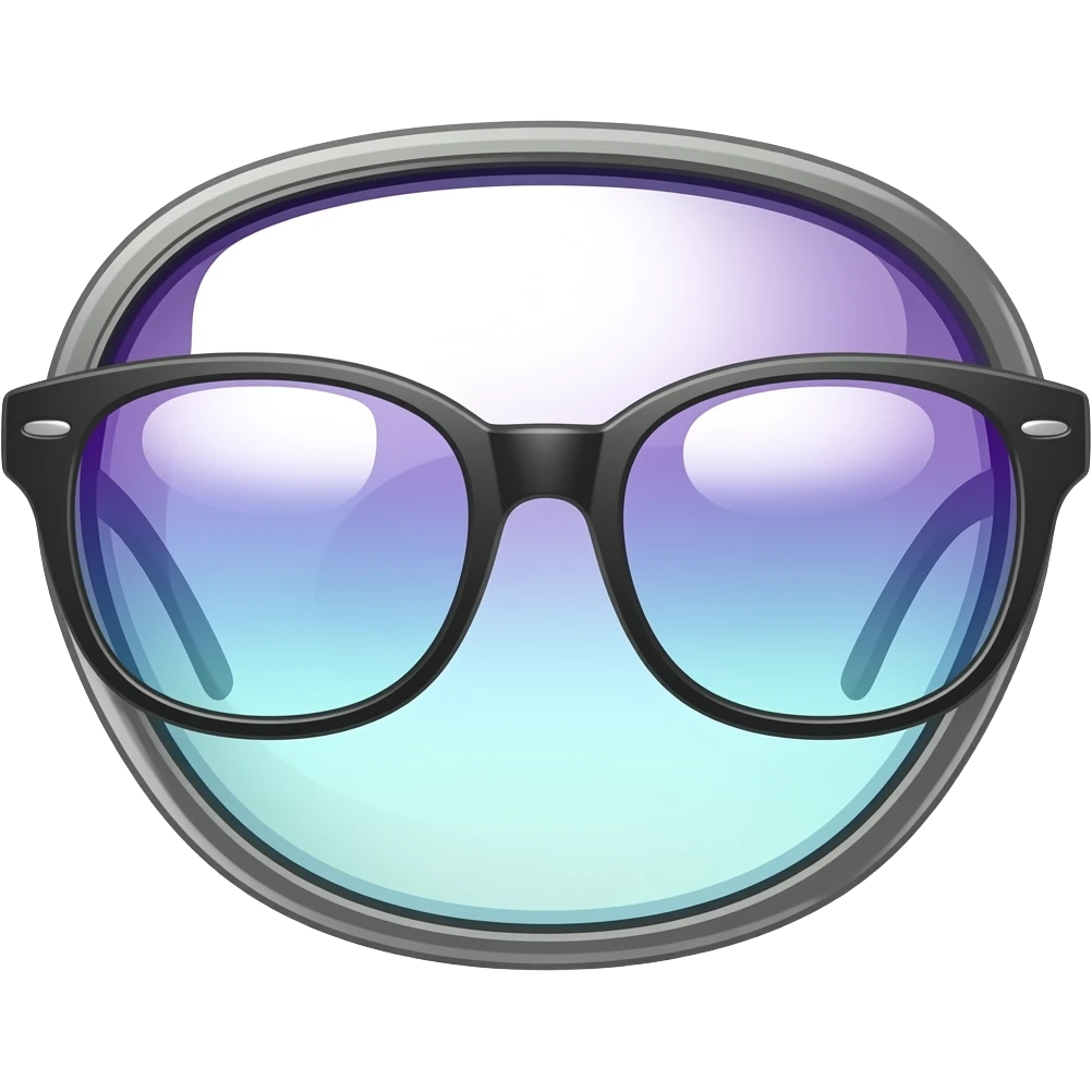 Create high-quality glossy emojis with a vibrant modern style.Make the emojis look premium, shiny, and eye-catching with bright highlights, smooth gradients, soft reflections, and glowing details.  glasses emoji emoji