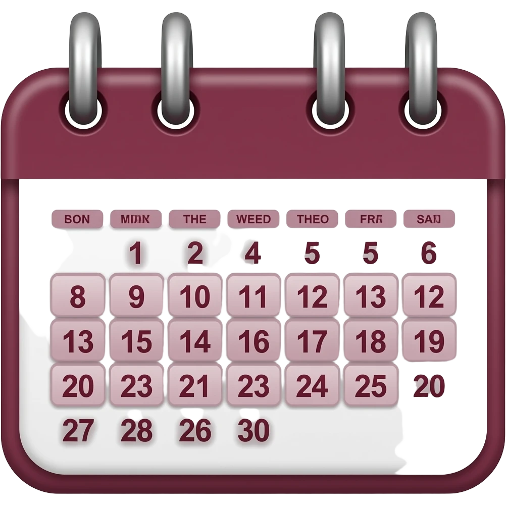darker burgundy calendar emoji