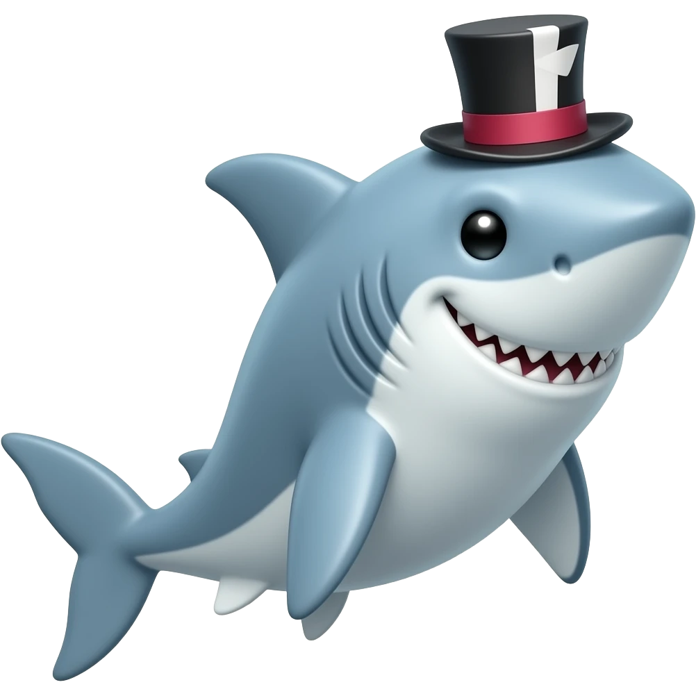 Shark with a top hat emoji