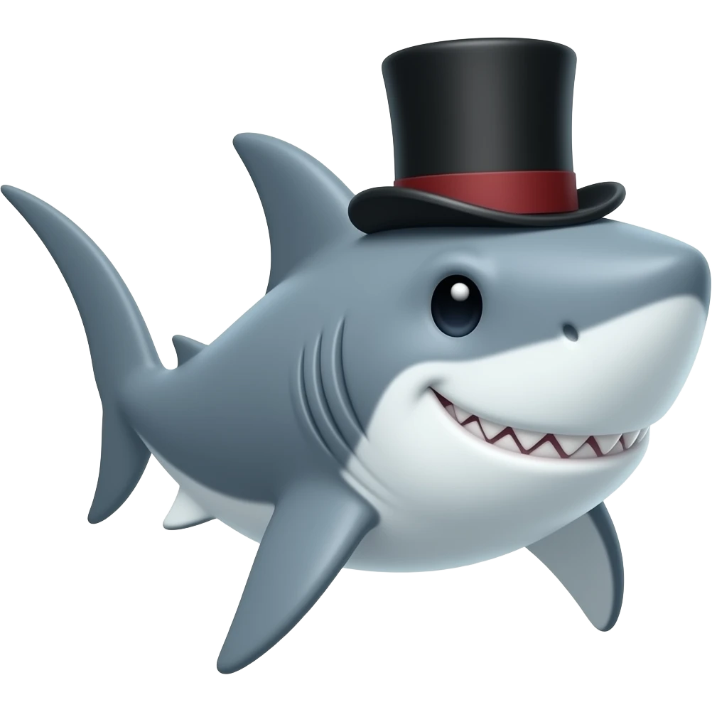 Shark with a top hat emoji