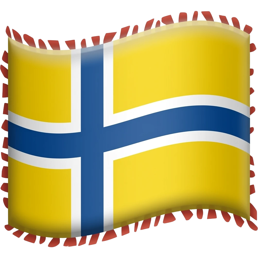 An emoji of a waving yellow flag featuring a blue Nordic cross with red fimbriation emoji