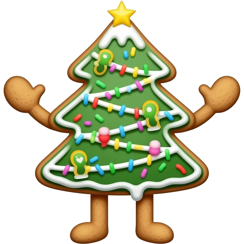 Christmas cookie with arms and legs emoji
