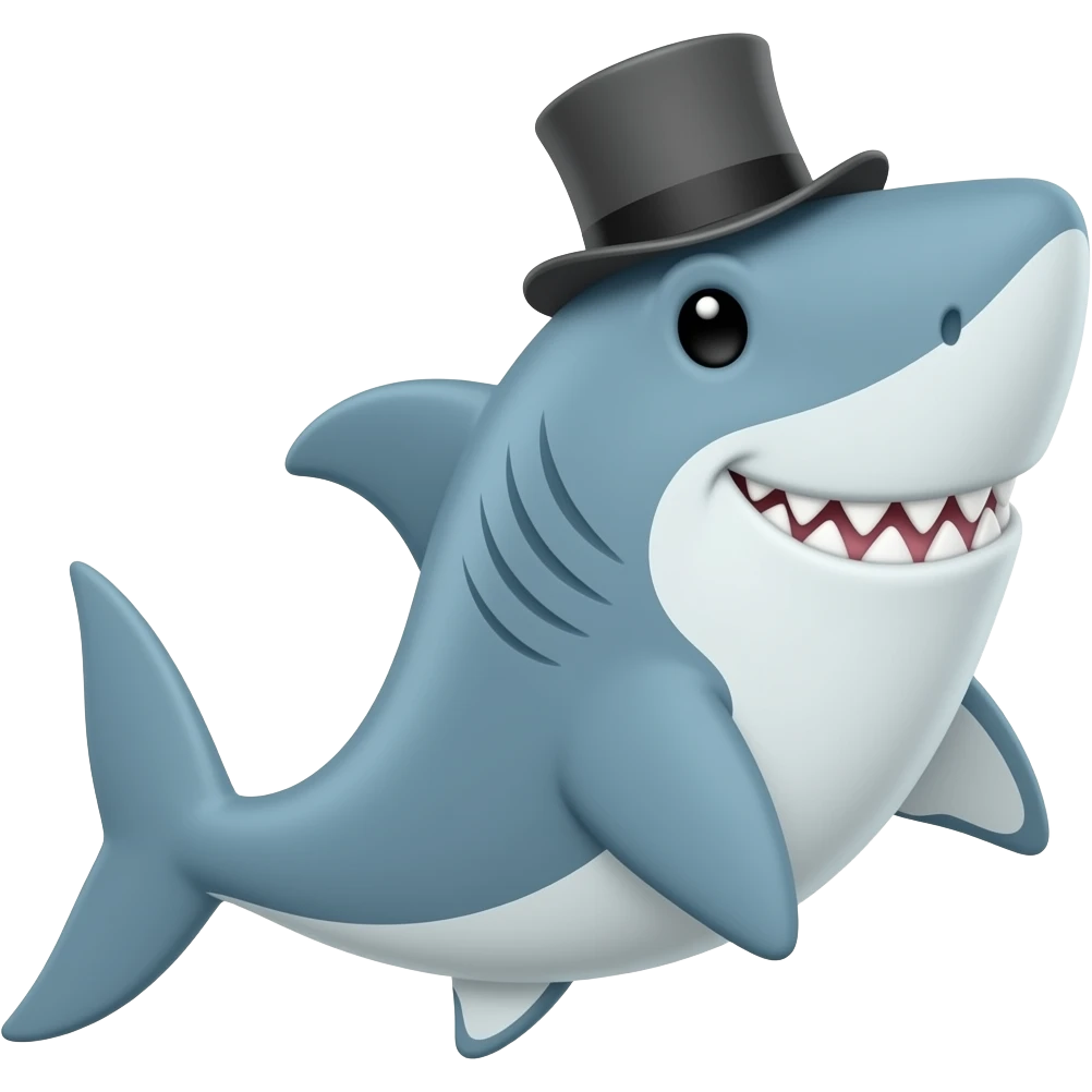 Shark with a top hat emoji