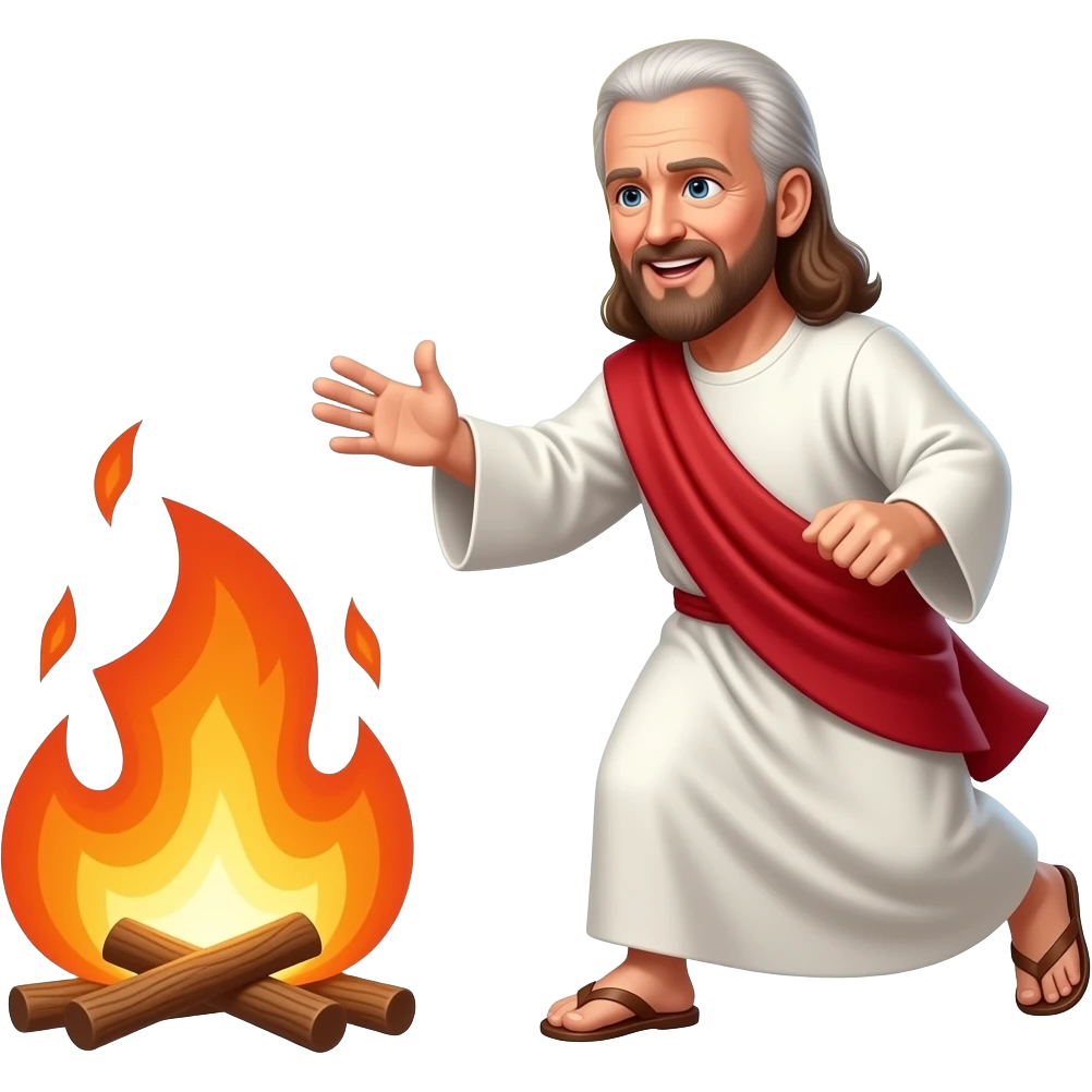 Jesus throwing Biden into fire emoji