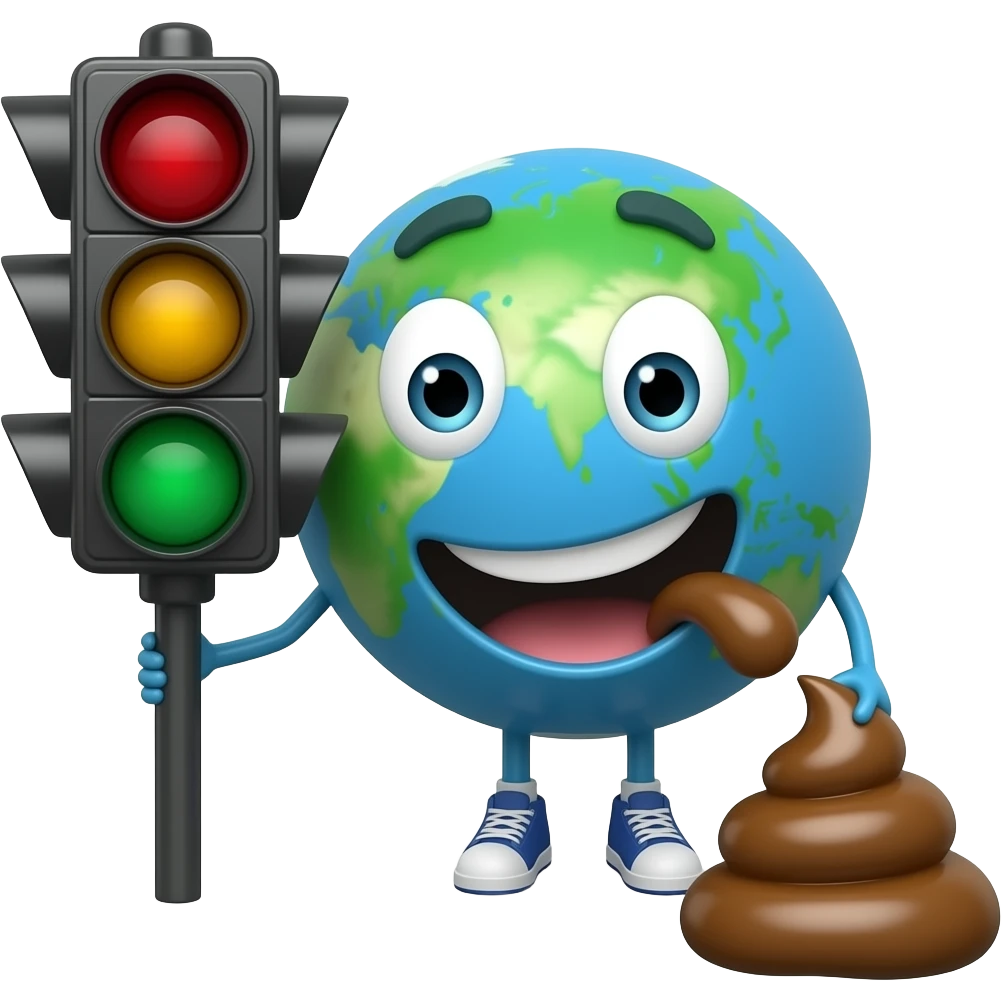 Bir tane trafik lambası dünyayı tutsun ve kaka yesin emoji