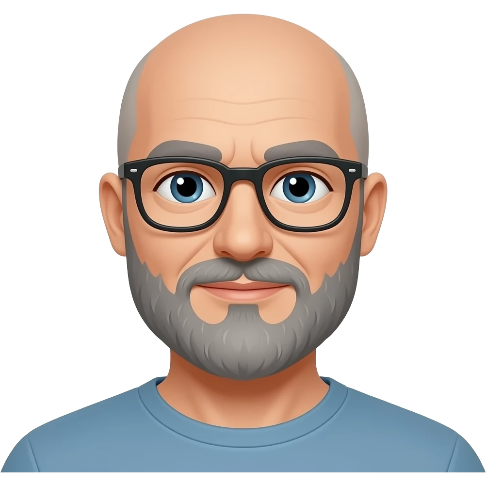 bald man with grey beard and glasses emoji
