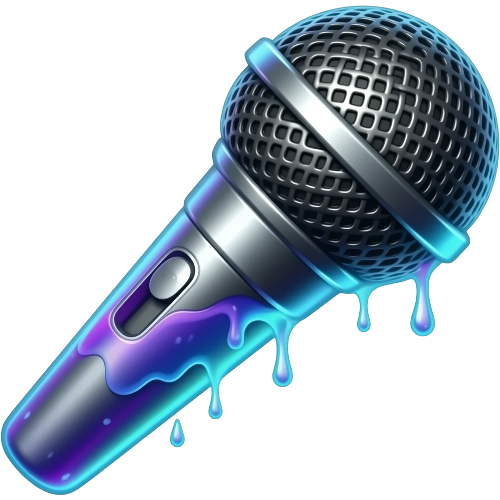 microphone with neon liquid emoji
