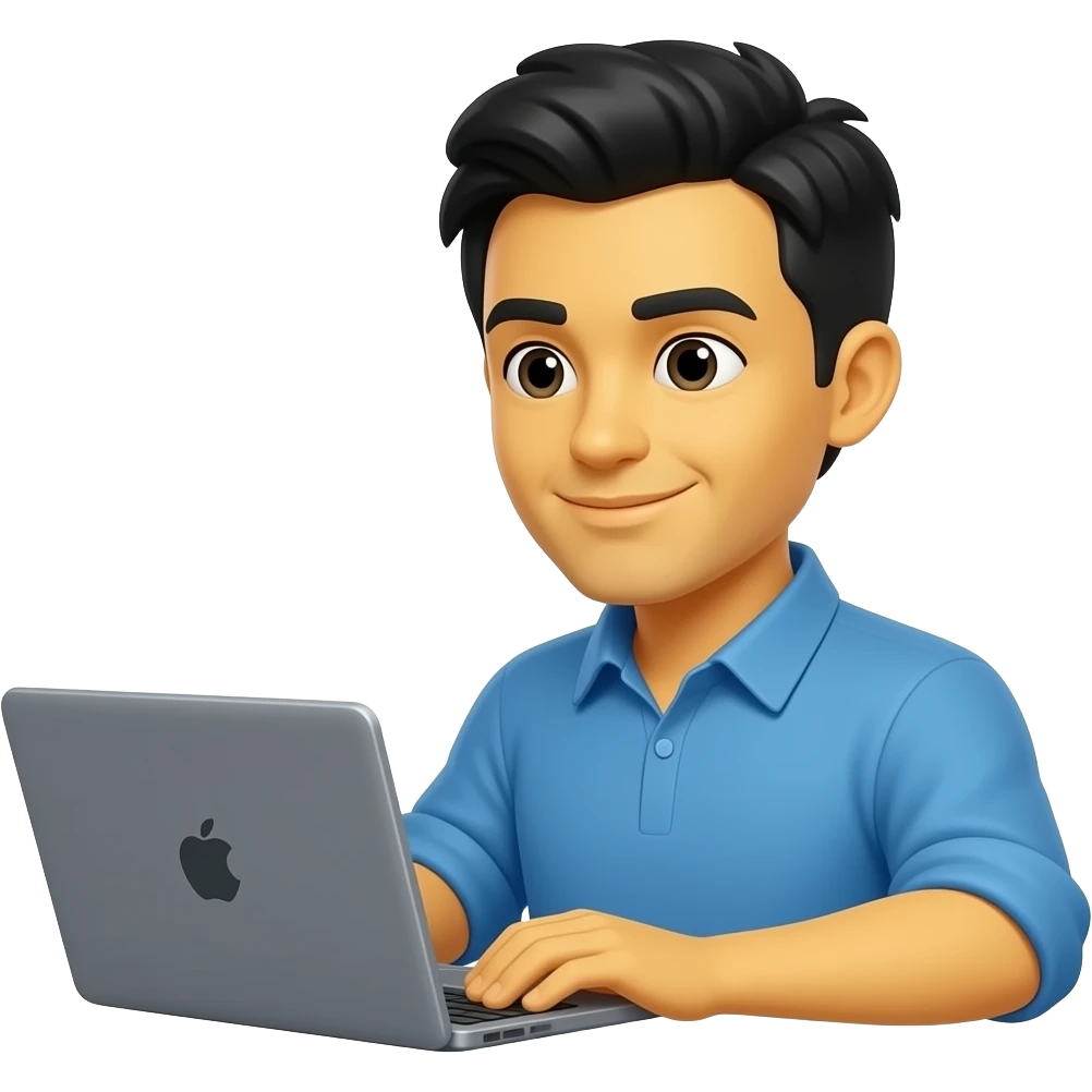 The programmer is a man with black hair, yellow skin with a gray laptop turned with a black screen emoji