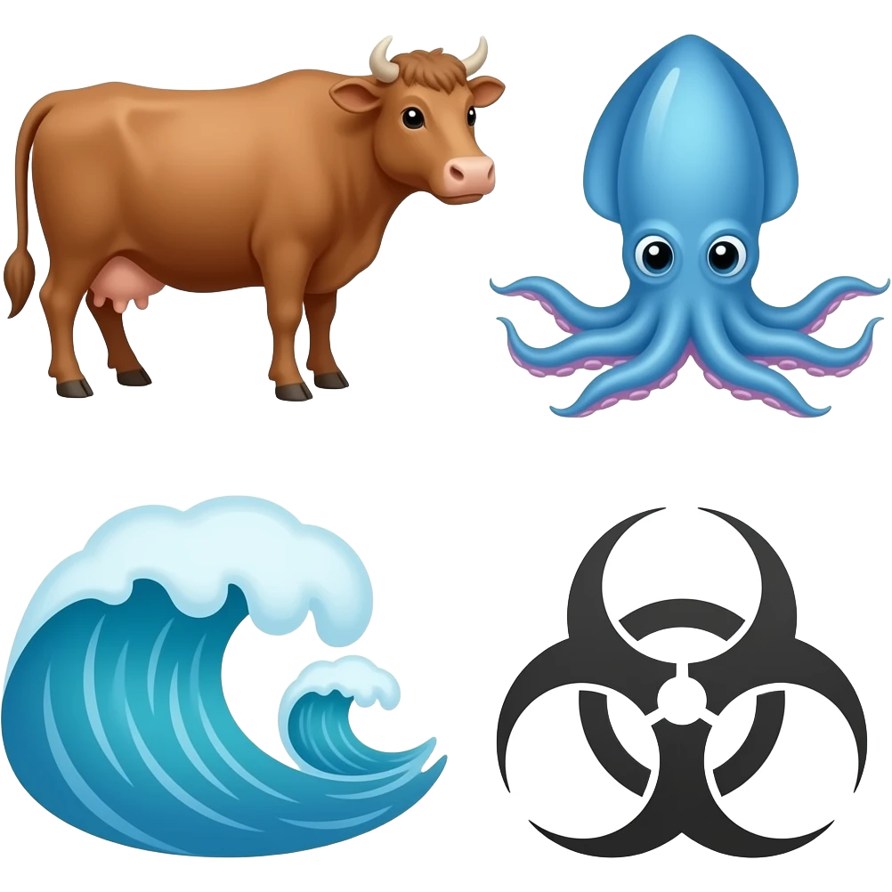 🐮+🦑+☣️+🌊 emoji