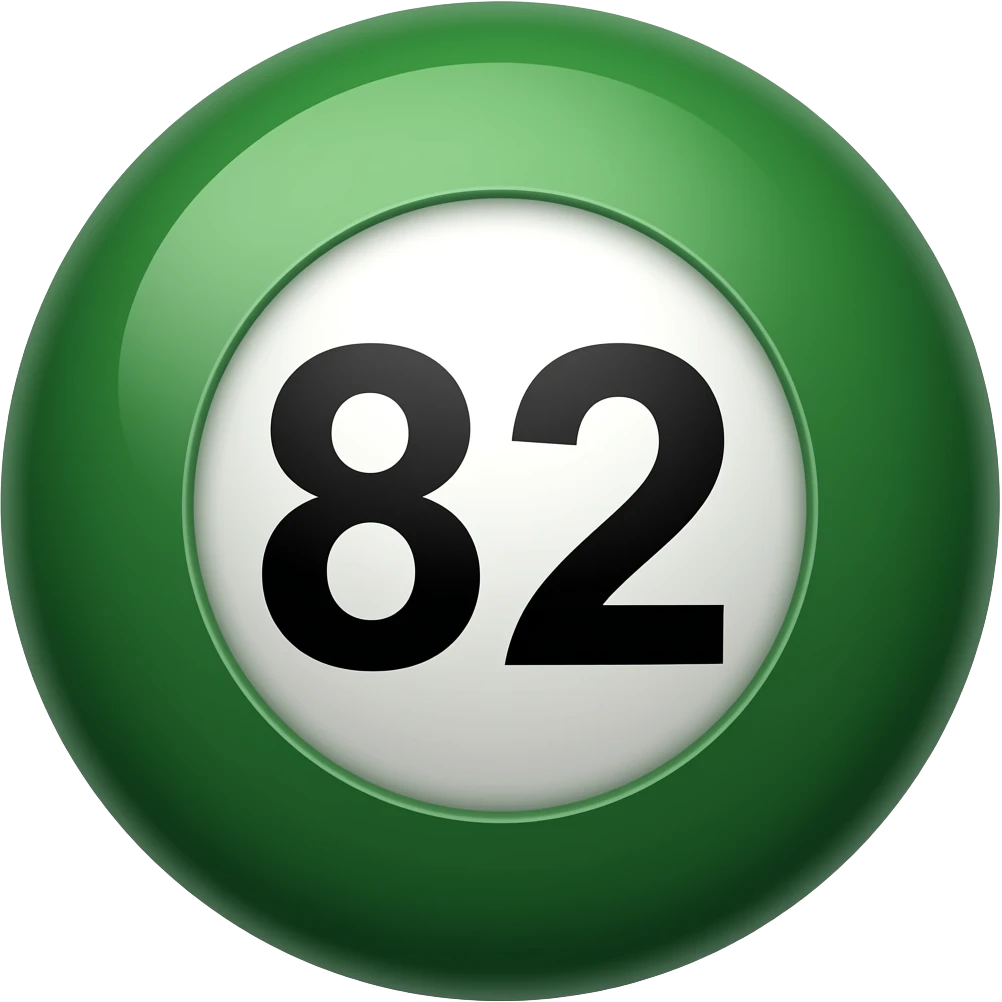 bola de bingo verde oscuro con número 82 emoji