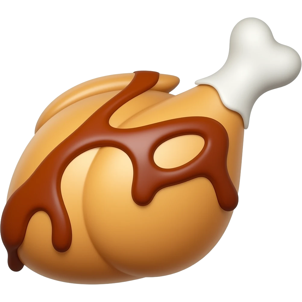 3D emoji style teriyaki chicken, Apple emoji aesthetic, soft highlights, transparent background, bold simple shapes emoji