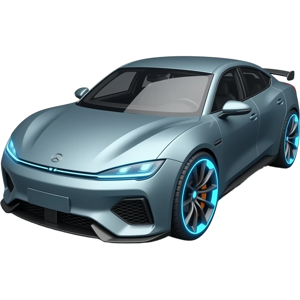 Emoji style 2030th coupe with blue led wheels and a sleek design emoji
