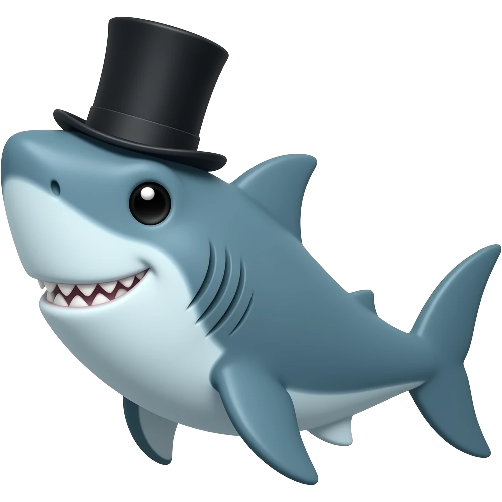 Shark with a top hat emoji