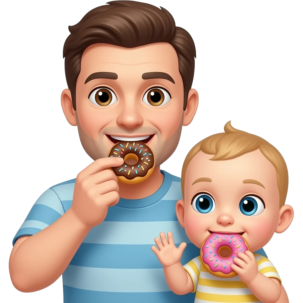 Папа малыш пончик ест emoji