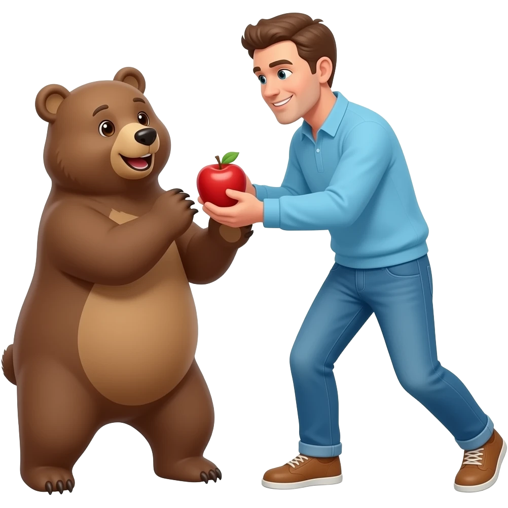 I hit a bear with an apple! emoji