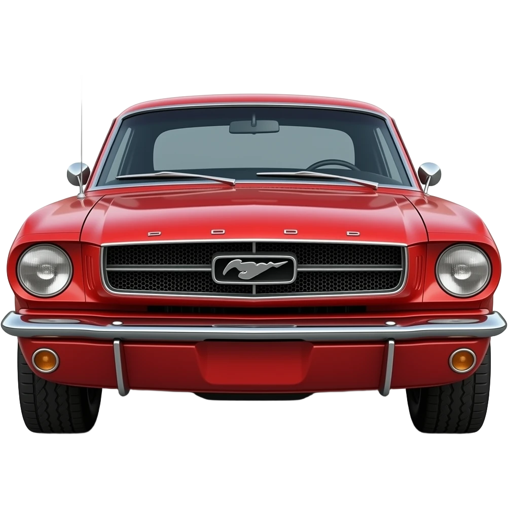 red 65 mustang, hyper real, highly detailed emoji