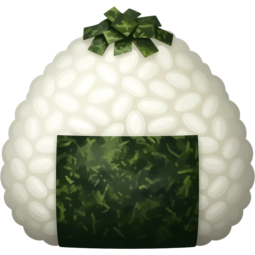 Rice molded into a ball shape with only seaweed flakes emoji