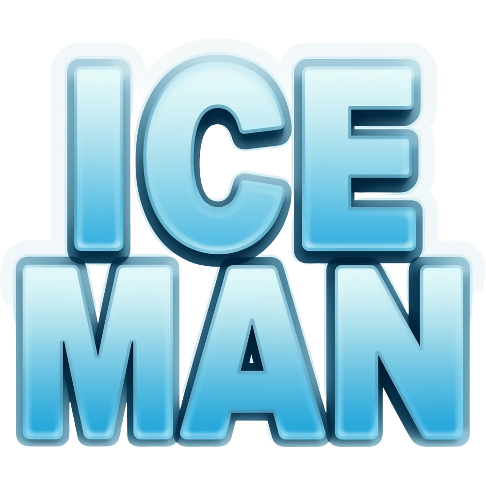 چنتا استیکر یخی بساز که متن ICE MAN نوشته باشه emoji