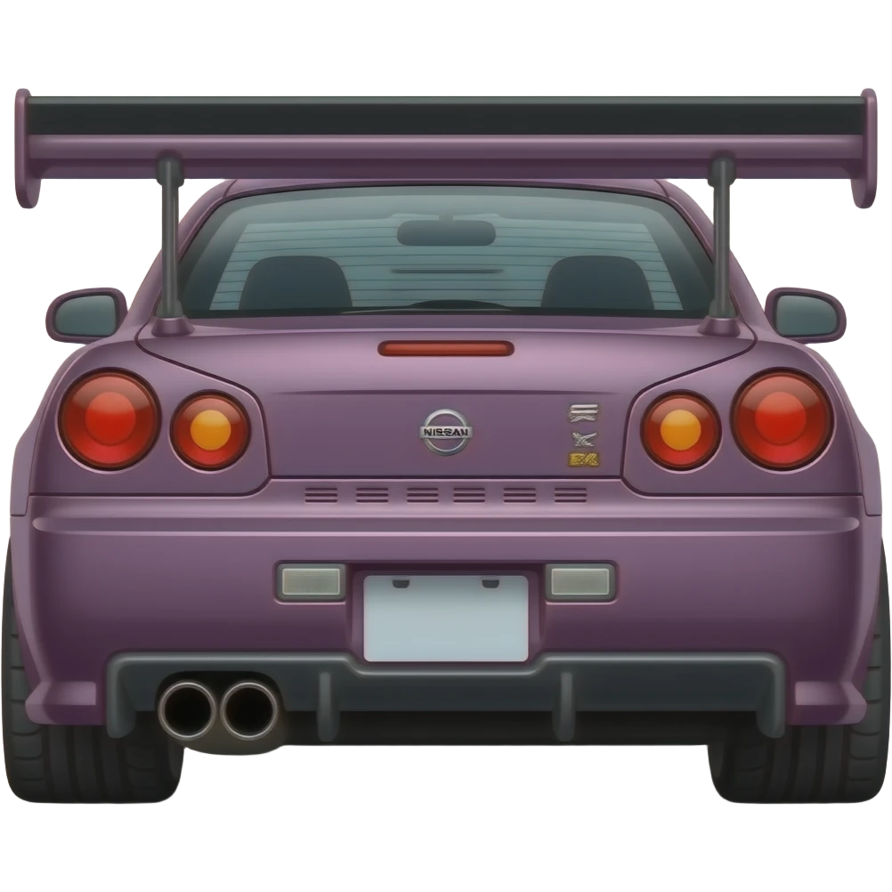 midnigth purple nissant r34 gt-r , hyper real, highly detailed emoji