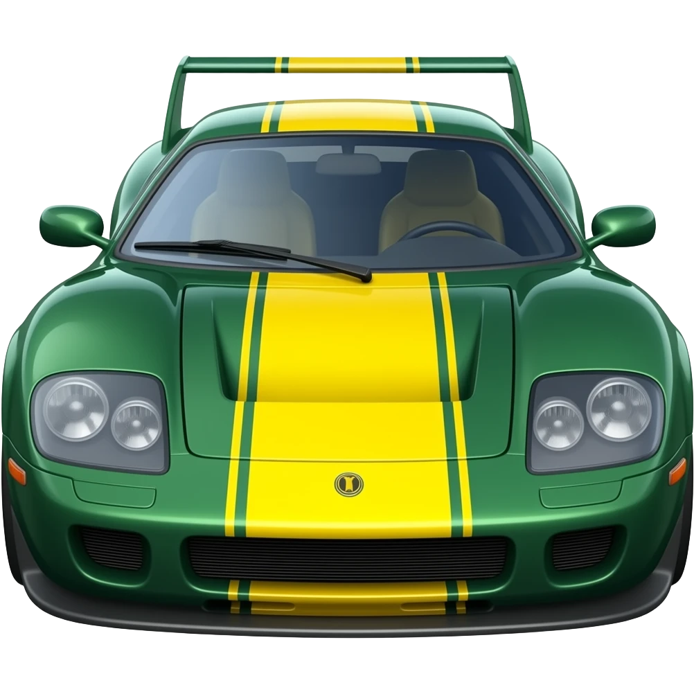 dark green yellow stripe lotus 7, hyper real, highly detailed emoji