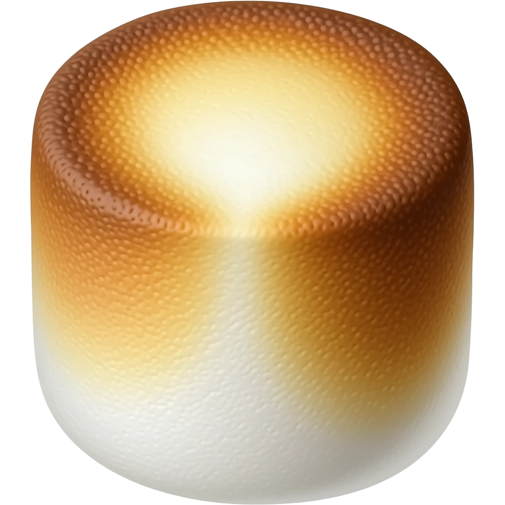roasting marshmallow with brown beard and glasses, just marshmallow emoji
